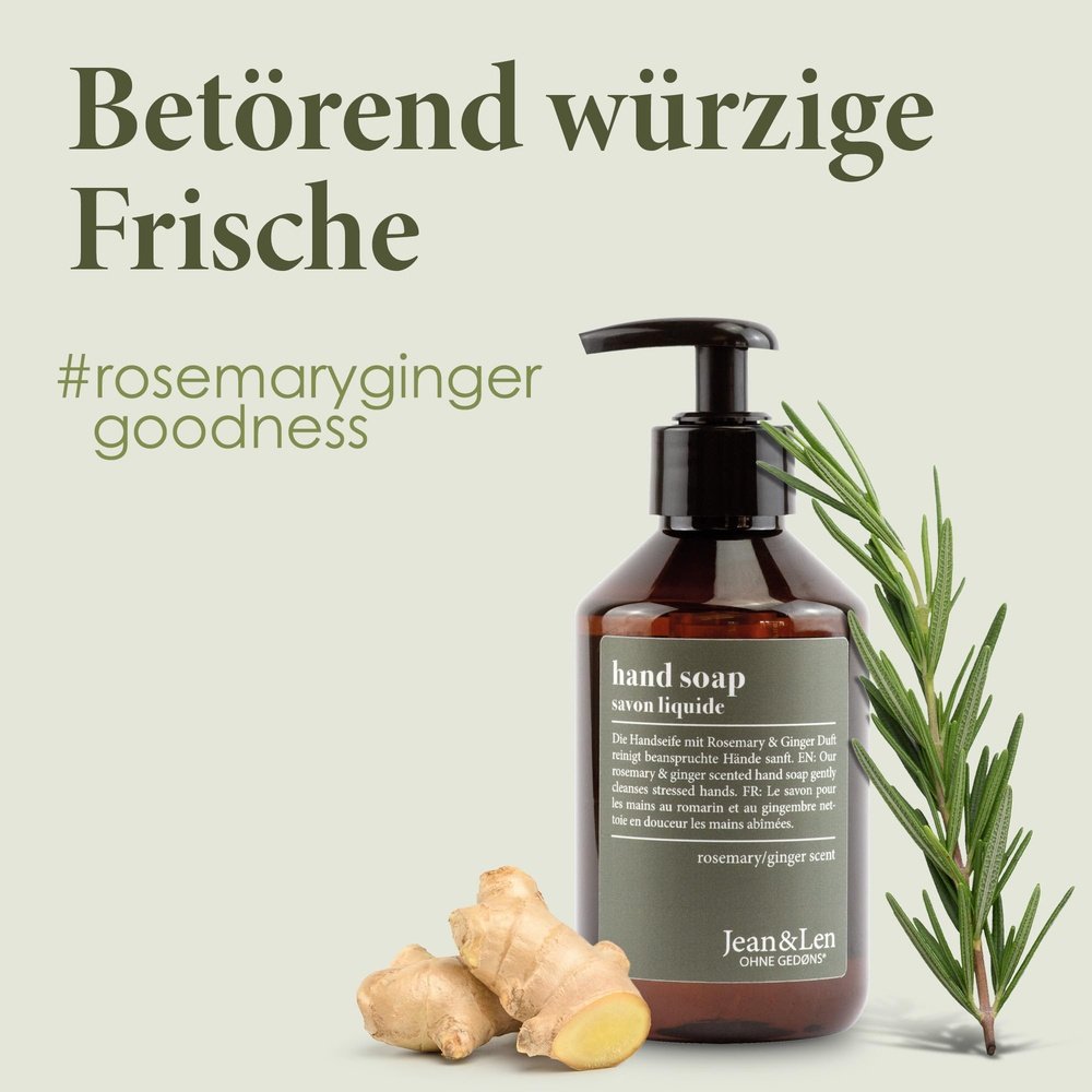 Jean & Len - Hand & Body Wash Rosemary und Ginger im Nachfüllbeutel 1,5 L