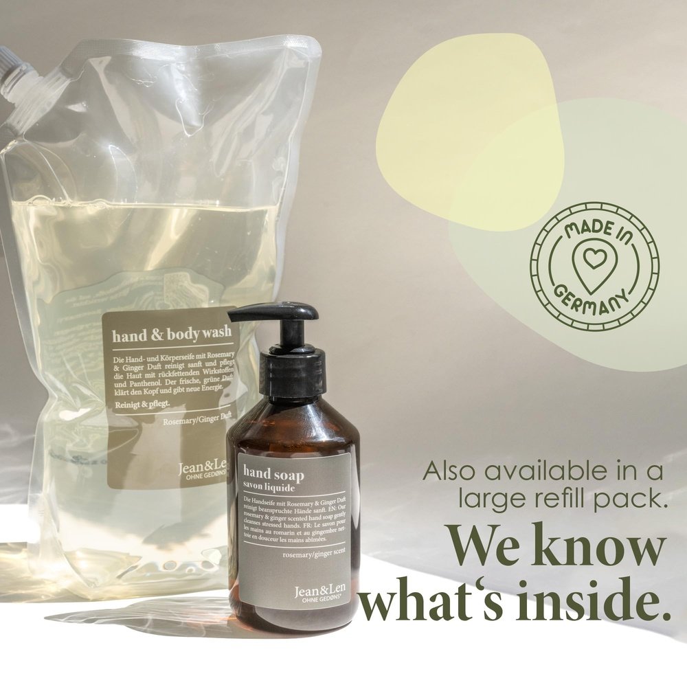 Jean & Len - Hand & Body Wash Rosemary und Ginger im Nachfüllbeutel 1,5 L