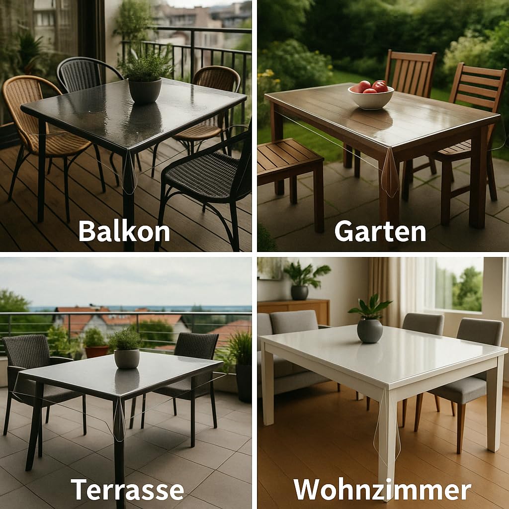 Tischdecke Tischfolie Transparent Tischdecke Durchsichtig Klarsicht Glasklar Wasserdicht Fettdicht Tischschutzfolie Tischschutz für Innen und Außen 0,1 mm (40 x 40 cm)