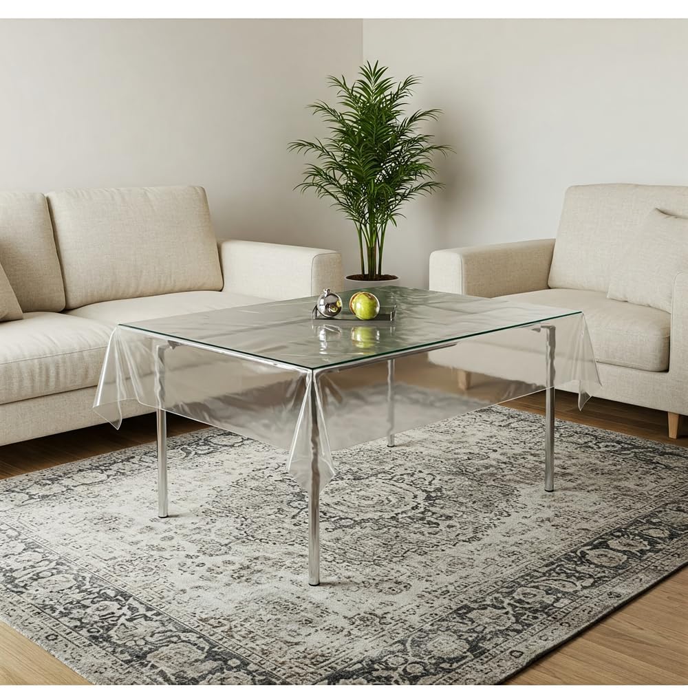 Tischdecke Tischfolie Transparent Tischdecke Durchsichtig Klarsicht Glasklar Wasserdicht Fettdicht Tischschutzfolie Tischschutz für Innen und Außen 0,1 mm (40 x 40 cm)